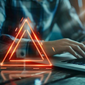 Warnsymbol für Cyber-Sicherheit auf Laptop-Bildschirm.