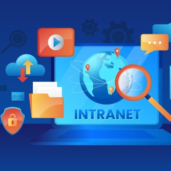 Digitale Intranet- und Cyber-Security-Visualisierung mit Globus und Suchlupe.