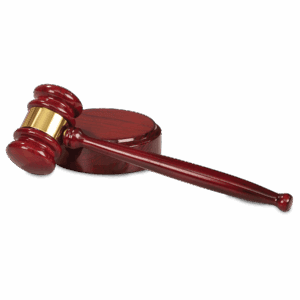 10" Rosewood Piano Finish Gavel with Brass Band & Sounding Block