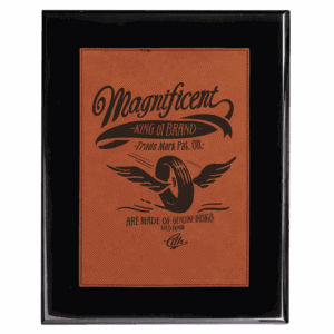 Black 7" x 9" Piano Finish Plaque with Rawhide Leatherette Plate