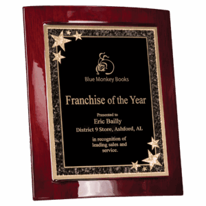8 1/2" X 10" Rosewood Piano Finish Eclipse Plaque with Black Starburst Plate