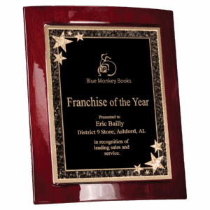 9 1/2" x 12" Rosewood Piano Finish Eclipse Plaque with Black Starburst Plate