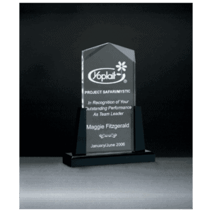 6 1/2" x 8" Spire Series Clear Acrylic Upright on Black Acrylic Base