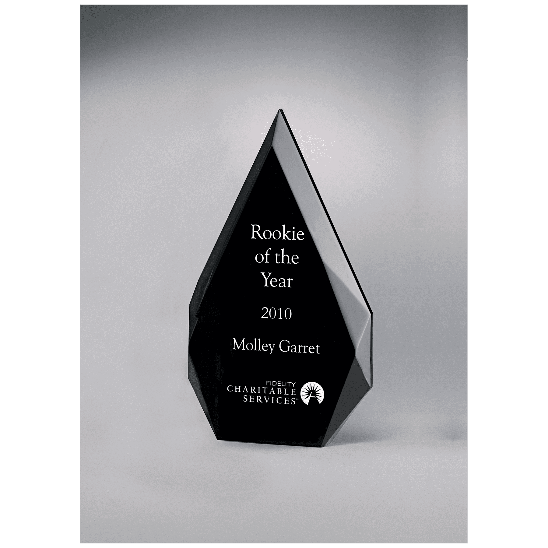 4 1/4" x 7 7/8" Flame Series Clear Freestanding  Acrylic with Black Silkscreened Back