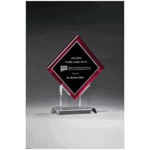 8 1/2" x 10" Diamond Series Acrylic w/Printed Red Border, Silver Mirror Highlights