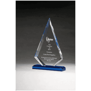5 1/2" x 8 1/2" Arrow Series Clear Acrylic with Blue Highlights and Blue Base