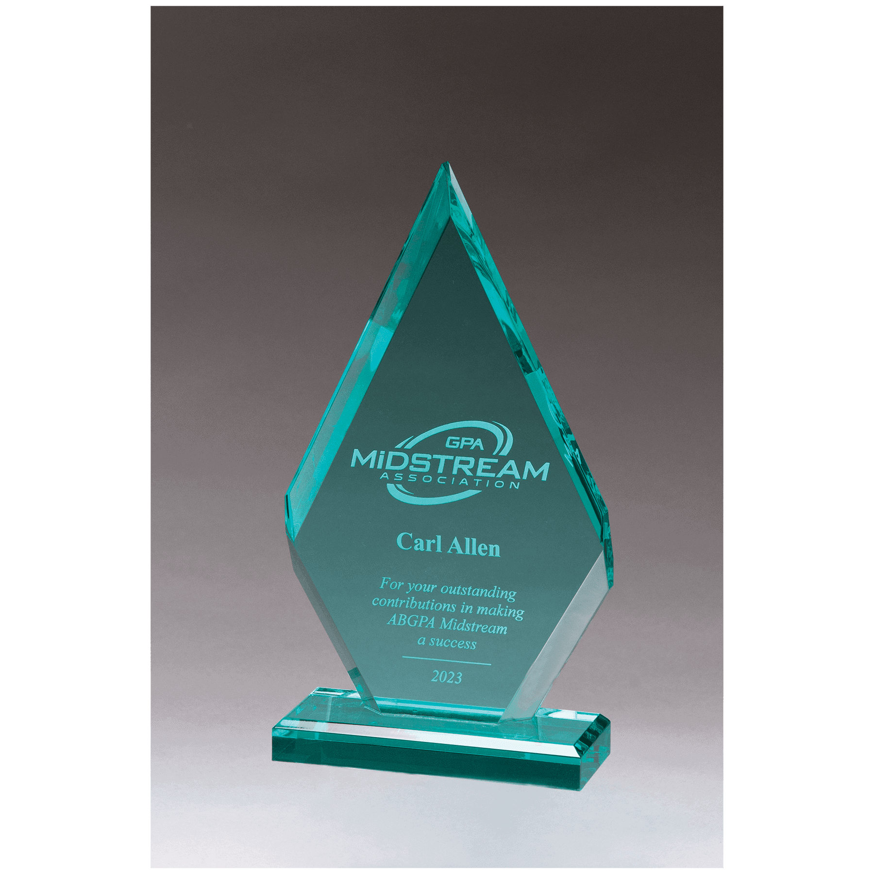 4 1/2" x 8 1/2" Flame Series Beveled Jade Acrylic Award