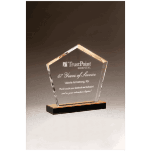 7" x 8" Diamond Series Acrylic with Gold Accent and Gold Mirror Top Black Base