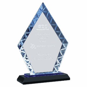 7 1/2" Clear Diamond Accent Glass on Blue & Black Reflective Base
