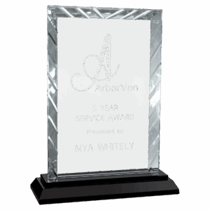 8" Rectangle Accent Glass on Black Base