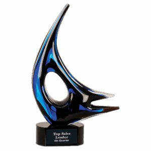 14 1/4" Blue Sail Art Glass