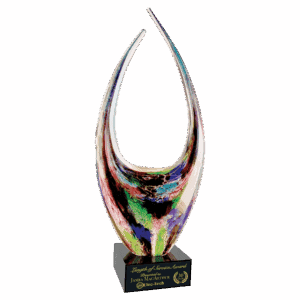 16 3/4" Dual Rising Art Glass with Square Black Base