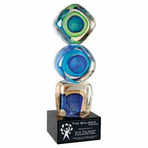 9 1/4" Stacked Blocks Art Glass with Square Black Base