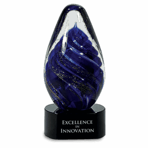 6 1/2" Blue Tear Drop Art Glass