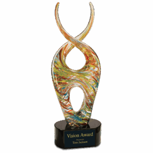 14" Color Twist Art Glass