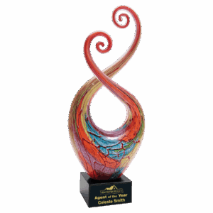 14" Multi-Color Twist Art Glass with Black Base