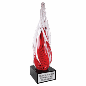 12" Red Twisted Spire with Black Base