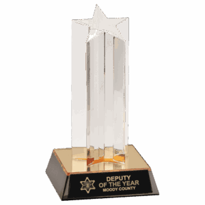 7" Clear Single Star Column Acrylic with Gold/Black Base