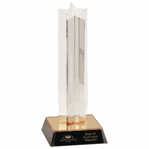 9" Clear Single Star Column Acrylic with Gold/Black Base