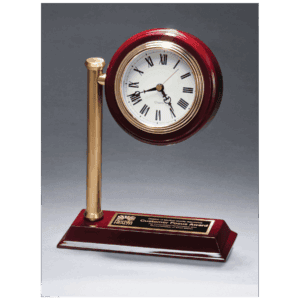 7" x 9" Rail Station Style Desk Clock on Rosewood Finish High Gloss Base, Black Plate