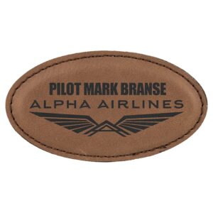 3 1/4" x 1 3/4" Laserable Leatherette Oval Badge Blank with Magnet