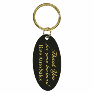 1 1/4" x 2 1/2" Black Oval Brass Keychain