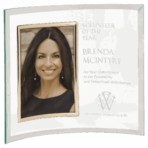 12" x 10" Jade Glass Crescent with 5" x 7" Picture Frame