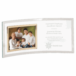 12" x 5 1/2" Jade Glass Crescent with 5" x 3 1/2" Picture Frame