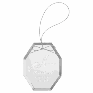 3 3/4" Clear Octagon Glass Ornament with Silver String