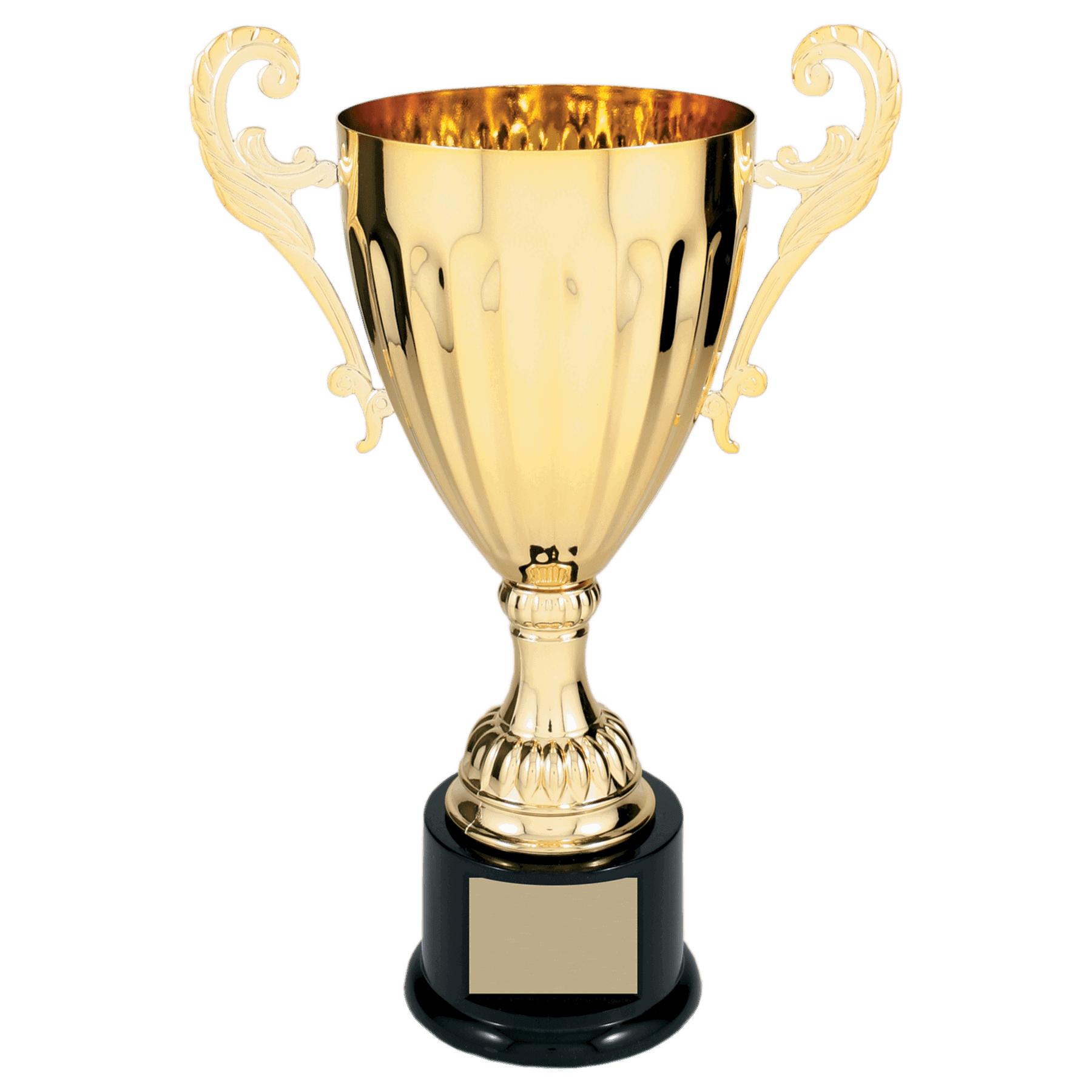 12" Completed Metal Cup Trophy on Plastic Base