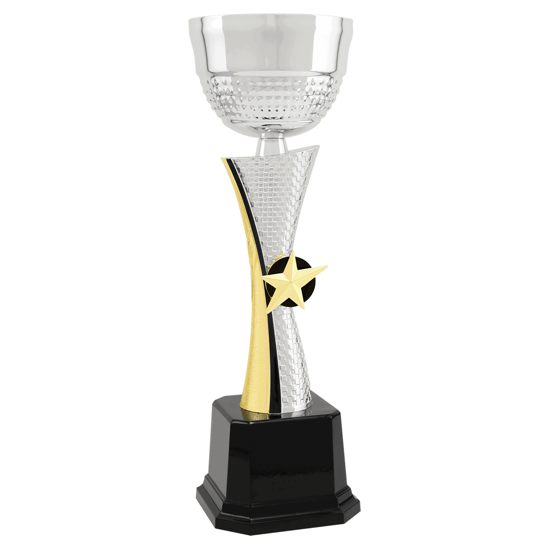 11 3/4" Silver/Gold Textured Completed Metal Cup Trophy