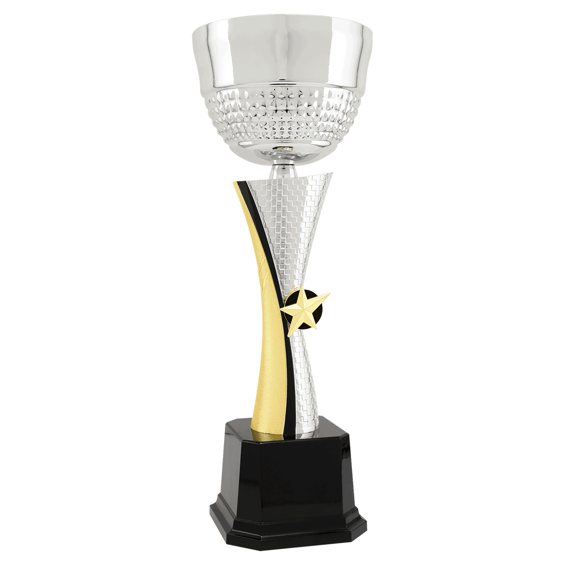 15" Silver/Gold Textured Completed Metal Cup Trophy