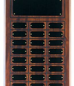 11 3/4" x 18 3/4" Cherry Finish Completed Perpetual Plaque with 24 Plates