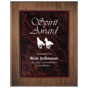 Medium Genuine Walnut Plaqueue with Red Marble Acrylic Plaqueue Plate