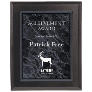 Large Solid Matte Black Plaqueue with Black Marble Acrylic Plaqueue Plate