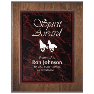 Large Genuine Walnut Plaqueue with Red Marble Acrylic Plaqueue Plate