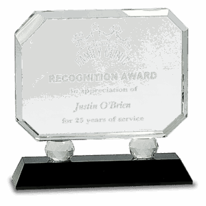6 3/4" Rectangle Crystal on Black Pedestal Base
