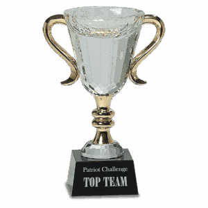 7 1/4" Crystal Cup with Gold Handles and Stem