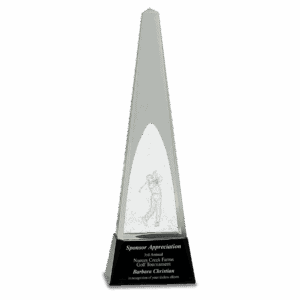 11 1/2" Clear Crystal 3D Golf Spire on Black Pedestal Base