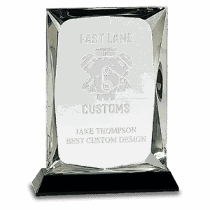 7" Clear Crystal Rectangle on Black Base
