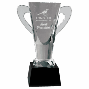 9" Crystal Cup on Black Pedestal Base