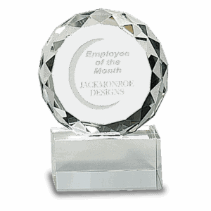 4" Round Facet Crystal on Clear Pedestal Base