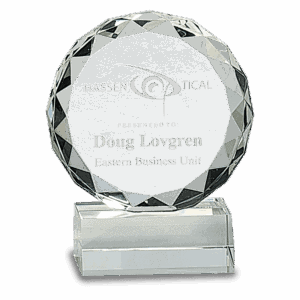 5 1/4" Round Facet Crystal on Clear Pedestal Base