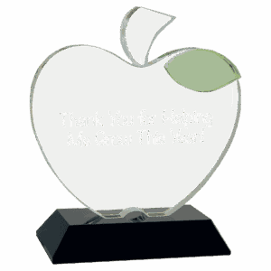 5 1/2" x 6 1/4" Crystal Apple on Black Base