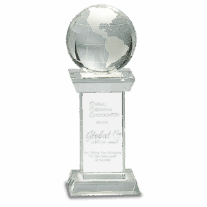 8" Crystal Globe on Clear Tower