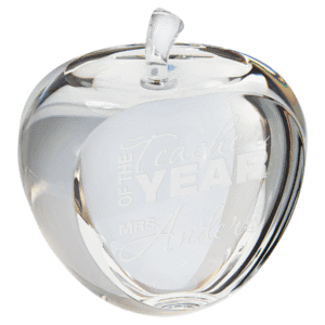 3 3/4" Crystal Apple with Flat Face