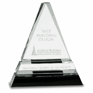 6 1/2" Clear Crystal Triangle on Black Crystal Pedestal Base