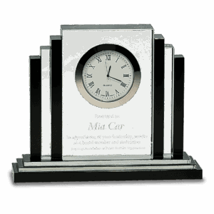 6" Clear Crystal with Clock and Black Crystal Trim