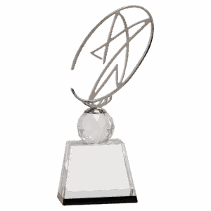 10" Clear/Black Crystal Award with Silver Metal Oval Star
