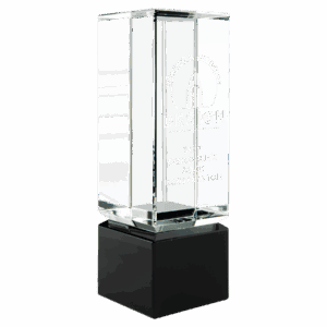 2 1/4" x 7" Clear Crystal Block on Black Crystal Base